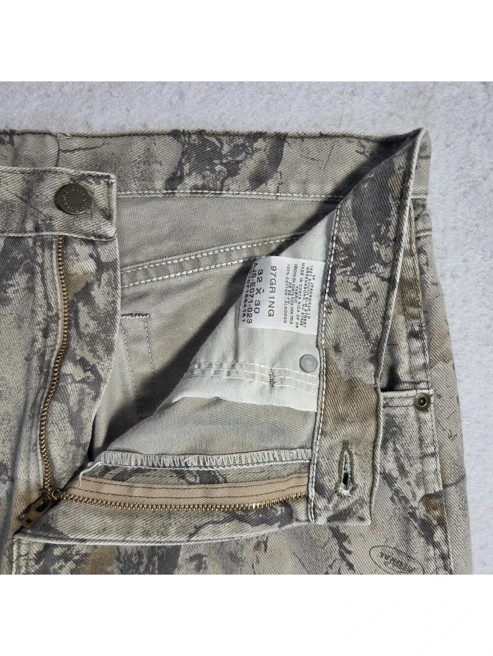 Vtg Wrangler Mens Outdoor Natural Camouflage Jeans Double Knee 32x30 100% Cotton